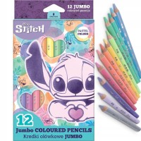 Trojhranné pastelky JUMBO Stitch - 12 ks - 92030PTR