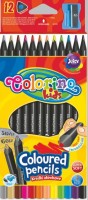 Trojhranné pastelky Colorino - 12 barev, vč. zlaté a stříbrné - černé dřevo + ořezávátko