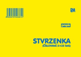 Stvrzenka číslovaná 3x25 plátce A6 propisovací - 381