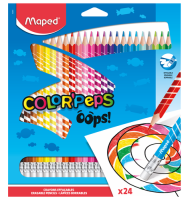 Pastelky MAPED Color'Peps Oops! - 24 ks s pryží - 0086/9832824