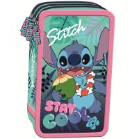 Třípatrový vybavený penál - STITCH Stay Cool