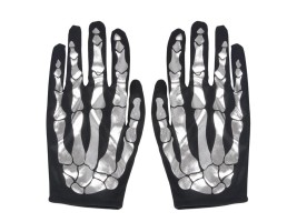 Rukavice - kostra - stříbrné - 22 cm - 1042565