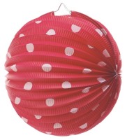 Kulatý lampion - červený s puntíky - 25 cm - 9266