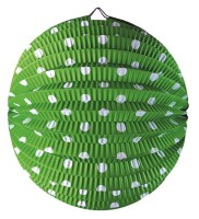 Kulatý lampion - zelený s puntíky - 25 cm - 9265