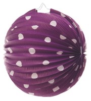 Kulatý lampion - fialový s puntíky - 25 cm - 9264