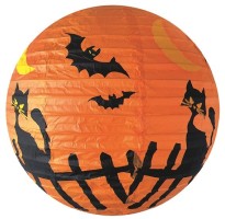 Kulatý lampion - Kočka s netopýry - 35 cm - 9272 