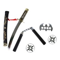 Japonský meč Katana s příslušenstvím - 5 ks - 057586 Japonský meč Katana s příslušenstvím - 5 ks - 057586