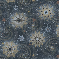 Vánoční ubrousky Daisy L - Gold & Blue Stars and Twirls on Navy - SD_GW_019702