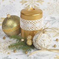 Vánoční ubrousky Daisy L - Gold Candle with Lace Arrangement - SD_GW_018301