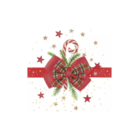 Vánoční ubrousky Daisy C - Checked Bow with Candy Cane - CD_GW_022001