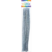 Plyšový drát 30 cm - metalický stříbrný - 20 ks