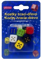 Dřevěné hrací kostky - barevné - 6 ks - 1,6 cm - PK37-21
