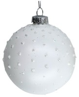 Sada skleněných baněk 8 cm - bílá - 4 ks - 19049