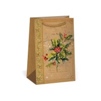 Vánoční dárková taška NATUR - 10 x 16 cm - 0814-0095