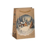 Vánoční dárková taška NATUR - 10 x 16 cm - 0814-0096