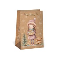 Vánoční dárková taška NATUR - 10 x 16 cm - 0814-0089