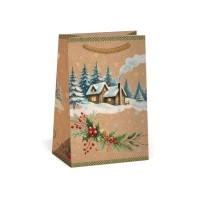 Vánoční dárková taška NATUR - 10 x 16 cm - 0814-0091