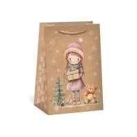 Vánoční dárková taška NATUR - 13 x 18 cm - 0824-0089