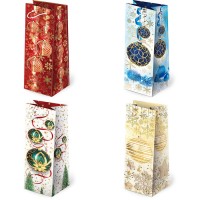 Vánoční dárková taška na víno - 12 x 37 cm - AL2-S40  Vánoční dárková taška na víno - 12 x 37 cm - AL2-S40