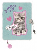 Plyšový zápisník se zámkem - Mint Cat