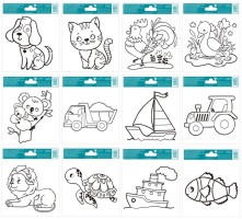 Předlohy s vyvýšenou konturou 14 x 14 cm - mix motivů - 6675