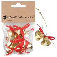 Zvonečky dvojité zlaté 4 x 2 x 2 cm - 6 x 2 ks - 47005