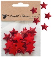 Hvězdičky látkové 2 cm - červené - 30 ks - 47011