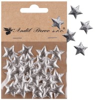 Hvězdičky látkové 2 cm - stříbrné - 30 ks - 47010