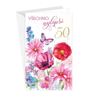 Blahopřání k 50. narozeninám - klopa na peníze - 15-6467c50