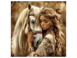 Diamantový obrázek - Kůň a dívka - 30 x 40 cm - 2003075