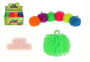 Chlupatý antistresový míček se světlem - 7 cm - na baterie -  00861767