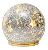 Skleněná svítící koule s časovačem - 10 cm - stříbrná - CH2502-S