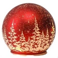 Skleněná svítící koule s časovačem - 10 cm - červená - CH2502-C