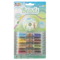 Korálky v dózách s vlascem - 8 barev - 100026