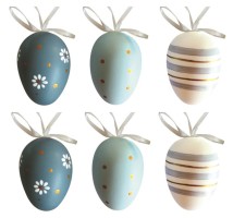 Plastová vajíčka na zavěšení  - 6 cm - 6 ks v sáčku - 7561

