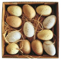 Plastová vajíčka na zavěšení - béžová - 6 cm - 12 ks v krabičce - 7572

