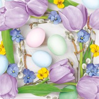 Velikonoční ubrousky Daisy L - Flowers Frame with Pastel Eggs - SD_WL_013501