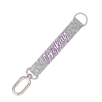 Krátká klíčenka s karabinkou - Silver glitter - 6-72526






