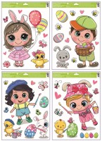 Velikonoční okenní fólie s glitry - Velikonoční radovánky - 30 x 42 cm - 6916