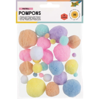 Bambulky pom-pom -30 ks - pastelové - F50397