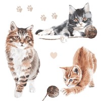 Ubrousky Maki L - Warecolour Cats Playing with Yam - SL_OG_063801