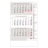 Nástěnný kalendář 2027 - Tříměsíční šedý s poznámkami - N210-27




