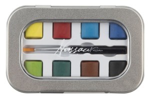 Mini akvarelová sada - 8 barev - štětec - AR052803