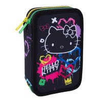Dvoupatrový vybavený penál Hello Kitty JUMPER 2 - Neon Black - F066034 