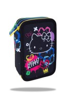 Třípatrový vybavený penál Hello Kitty JUMPER 3 - Neon Black - F067034