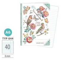 Školní sešit 644 - Butterfly garden - A6, linkovaný, 40 listů -1598-0410