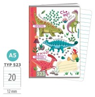 Školní sešit 523 - Dinosauři - A5, linkovaný, 20 listů - 1593-0425