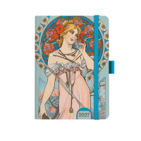 Denní diář - A5 - Alfons Mucha - modrá - BDD9-10-27