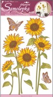 Samolepky na zeď - Slunečnice s motýly a glitry - 50 x 32 cm - 10031