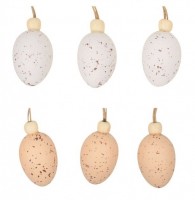 Dekorace velikonoční - vajíčka plastová s korálkem na zavěšení - 4 cm, 6 ks  9904